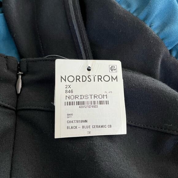 Chelsea28 Mixed Media Colorblock Sleeveless Halter Midi Dress Blue/Black 2X NWT - Picture 12 of 15